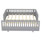 Gris / Blanc | Lit jumeau et lit jumeau XL | Lit plateforme convertible pour enfants avec barrières de sécurité | 1 à 2 utilisateurs