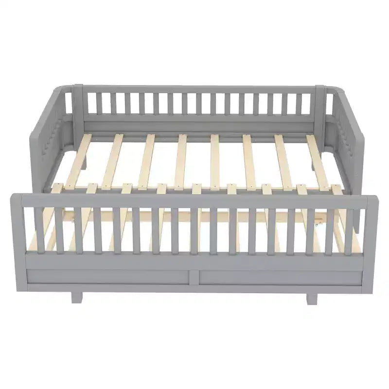 Gris / Blanc | Lit jumeau et lit jumeau XL | Lit plateforme convertible pour enfants avec barrières de sécurité | 1 à 2 utilisateurs