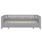 Gris / Blanc | Lit jumeau et lit jumeau XL | Lit plateforme convertible pour enfants avec barrières de sécurité | 1 à 2 utilisateurs