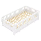 Gris / Blanc | Lit jumeau et lit jumeau XL | Lit plateforme convertible pour enfants avec barrières de sécurité | 1 à 2 utilisateurs