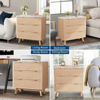 Table de chevet cannelée de 32 pouces de large, table de chevet moderne à 3 tiroirs avec plateau en faux marbre, commode en bois avec profil incurvé, table d'appoint pour chambre à coucher