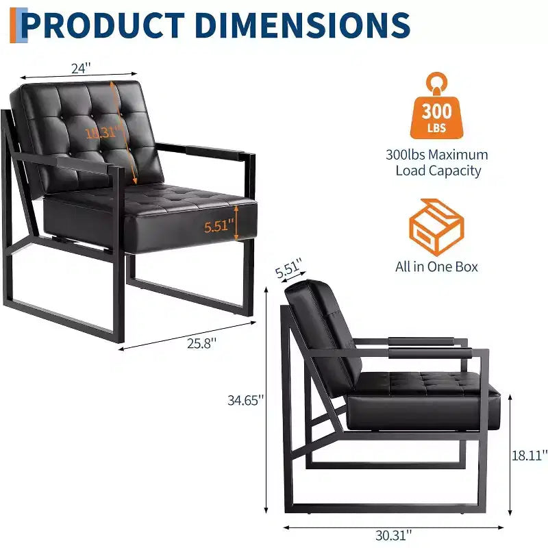 Fauteuil d'appoint du milieu du siècle, fauteuil en similicuir avec pieds en métal, confortable et élégant pour le salon, la chambre, la réception, revêtement durable