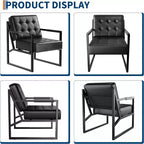 Fauteuil d'appoint du milieu du siècle, fauteuil en similicuir avec pieds en métal, confortable et élégant pour le salon, la chambre, la réception, revêtement durable