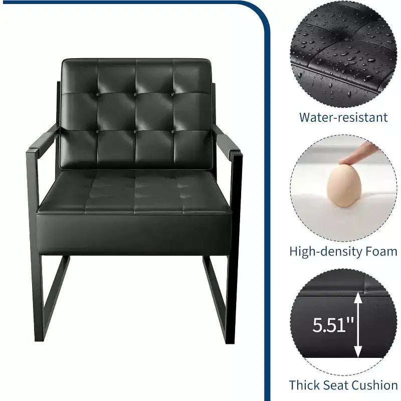 Fauteuil d'appoint du milieu du siècle, fauteuil en similicuir avec pieds en métal, confortable et élégant pour le salon, la chambre, la réception, revêtement durable