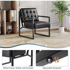 Fauteuil d'appoint du milieu du siècle, fauteuil en similicuir avec pieds en métal, confortable et élégant pour le salon, la chambre, la réception, revêtement durable
