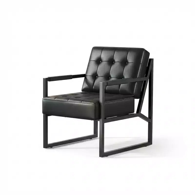 Fauteuil d'appoint du milieu du siècle, fauteuil en similicuir avec pieds en métal, confortable et élégant pour le salon, la chambre, la réception, revêtement durable