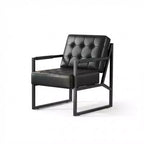 Fauteuil d'appoint du milieu du siècle, fauteuil en similicuir avec pieds en métal, confortable et élégant pour le salon, la chambre, la réception, revêtement durable
