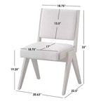 Chaise de salle à manger sans accoudoirs, lin beige / chêne clair, lot de 2