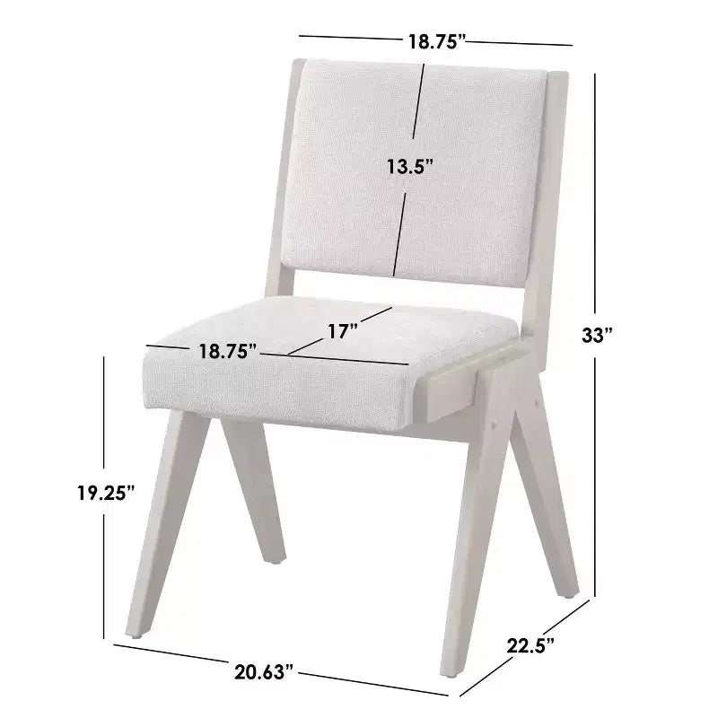Chaise de salle à manger sans accoudoirs, lin beige / chêne clair, lot de 2